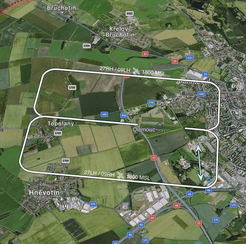 Flugplatz Olomouc aus der Luft