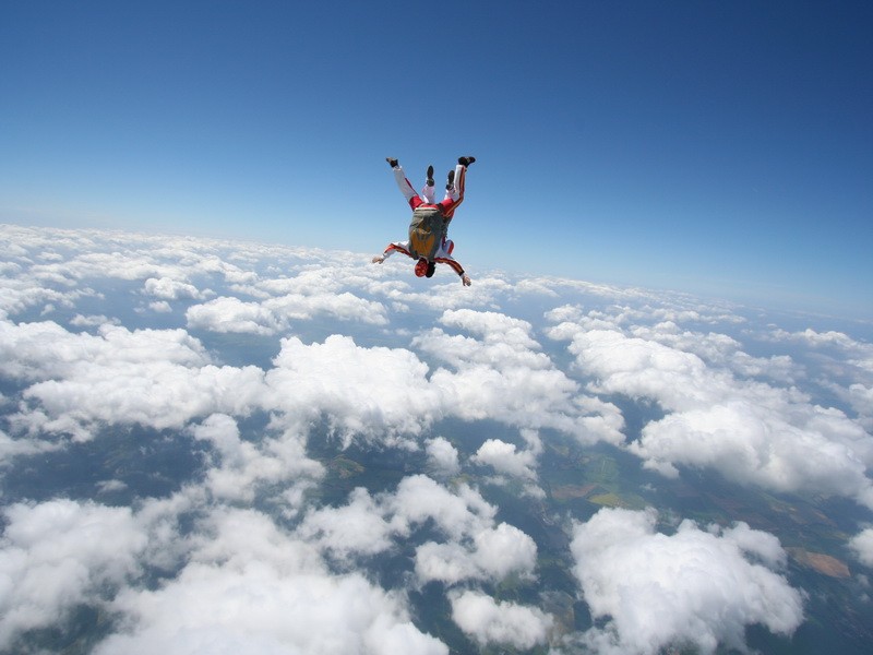 Tandem-Fallschirmsprung - freier Fall